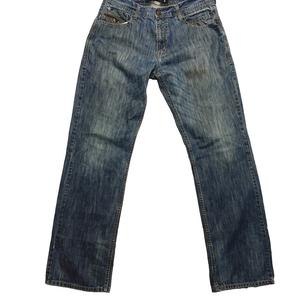 Jordan Craig Western Jeans Mens 34 Blue Indigo Distressed Detailed